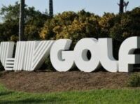 LIV Golf CEO Sends Strong Message Amid Uncertainty Large white 3D Google sign outdoors with greenery behind it.